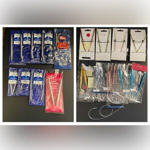 20 Circular Knitting Needles, assorted sizes, mostly new in pkg- never used